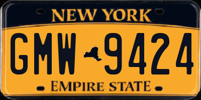 NY license plate GMW9424
