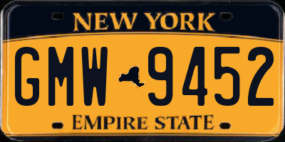 NY license plate GMW9452