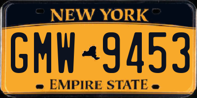 NY license plate GMW9453