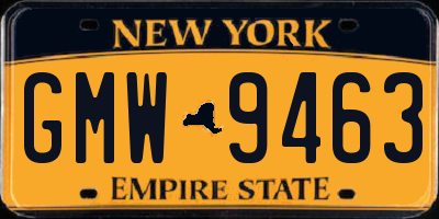 NY license plate GMW9463