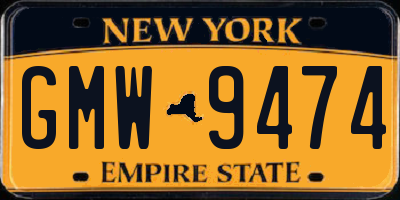 NY license plate GMW9474