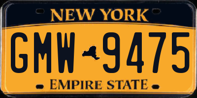 NY license plate GMW9475