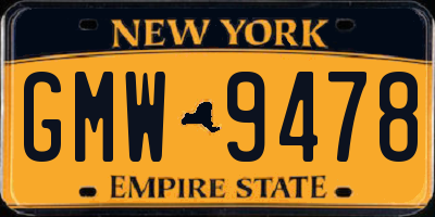 NY license plate GMW9478