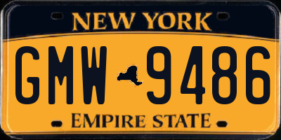NY license plate GMW9486