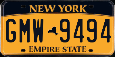 NY license plate GMW9494