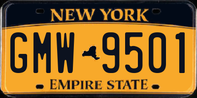 NY license plate GMW9501