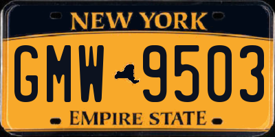 NY license plate GMW9503