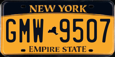 NY license plate GMW9507