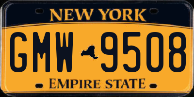 NY license plate GMW9508