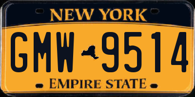 NY license plate GMW9514