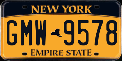 NY license plate GMW9578