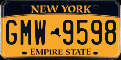 NY license plate GMW9598