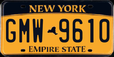 NY license plate GMW9610