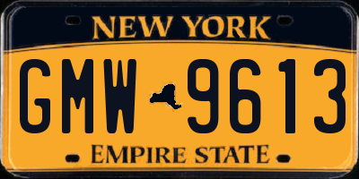 NY license plate GMW9613