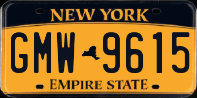 NY license plate GMW9615