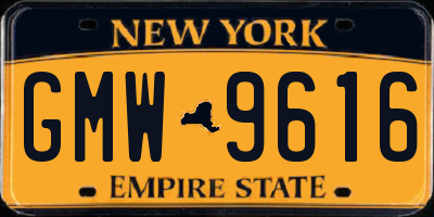 NY license plate GMW9616