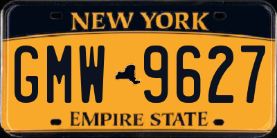 NY license plate GMW9627