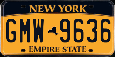 NY license plate GMW9636