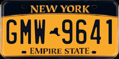 NY license plate GMW9641