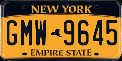 NY license plate GMW9645