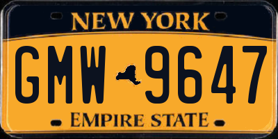 NY license plate GMW9647