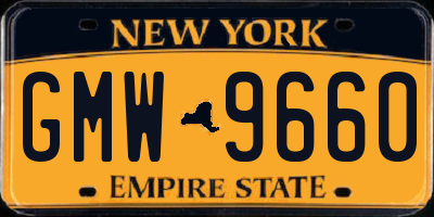 NY license plate GMW9660