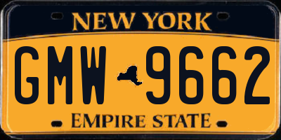 NY license plate GMW9662