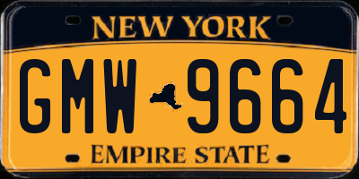 NY license plate GMW9664