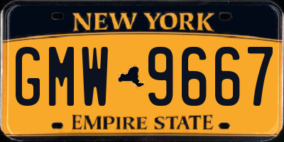 NY license plate GMW9667