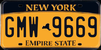 NY license plate GMW9669