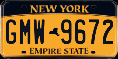 NY license plate GMW9672