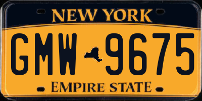 NY license plate GMW9675