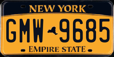 NY license plate GMW9685