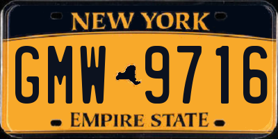 NY license plate GMW9716