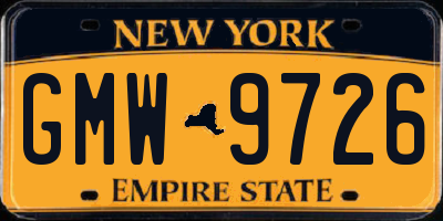 NY license plate GMW9726