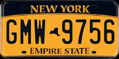 NY license plate GMW9756