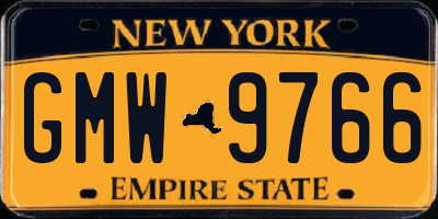 NY license plate GMW9766