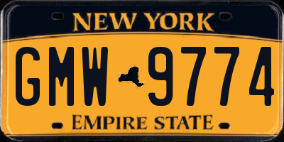 NY license plate GMW9774