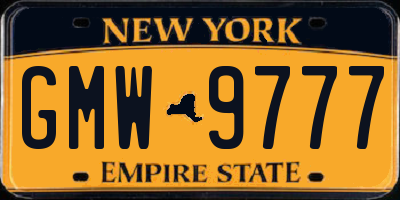 NY license plate GMW9777