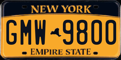 NY license plate GMW9800