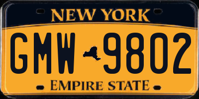 NY license plate GMW9802