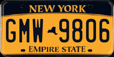 NY license plate GMW9806