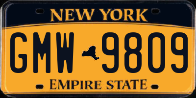 NY license plate GMW9809