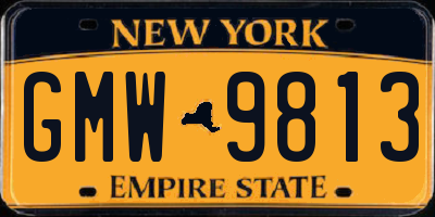 NY license plate GMW9813