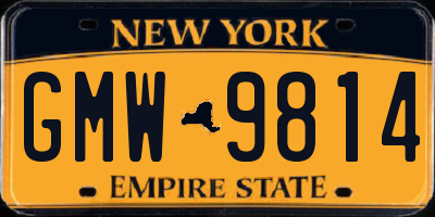 NY license plate GMW9814