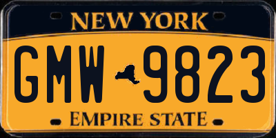 NY license plate GMW9823