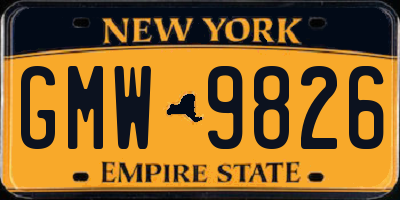 NY license plate GMW9826