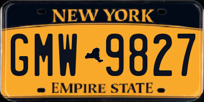 NY license plate GMW9827