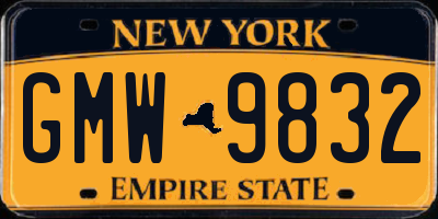 NY license plate GMW9832