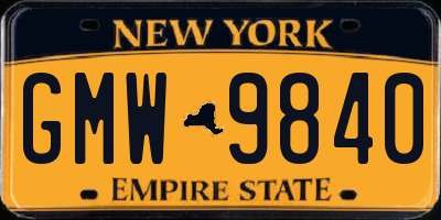 NY license plate GMW9840